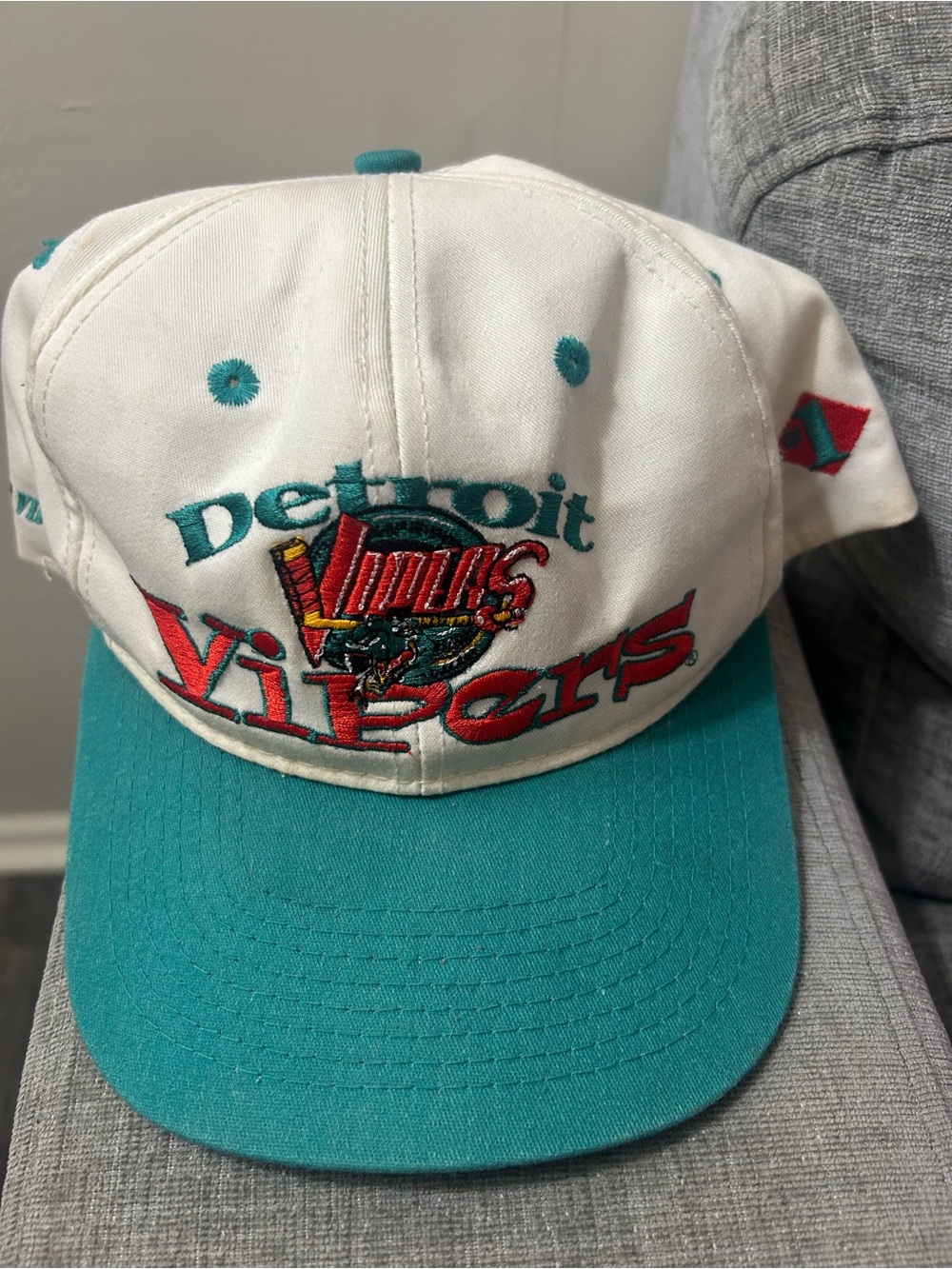 Detroit Vipers Teal and White Embroidered Baseball Cap